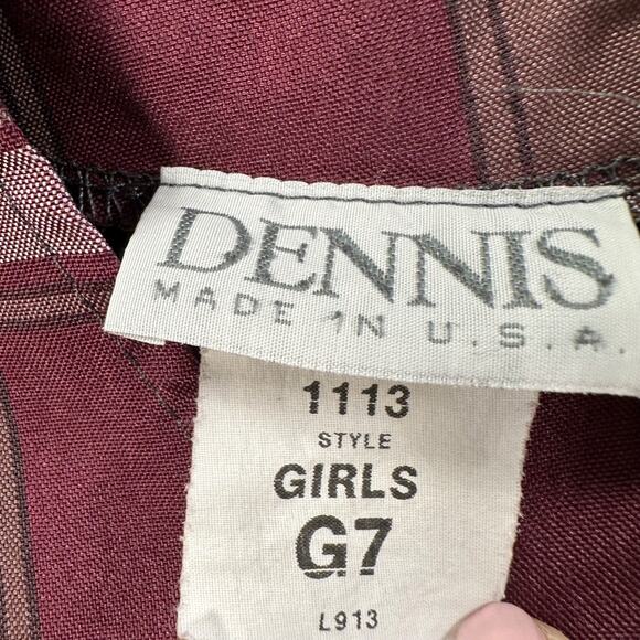 Dennis Uniform Girl's Plaid Jumper Dress #1113 Size G7 Burgundy School Pleated - Picture 2 of 6